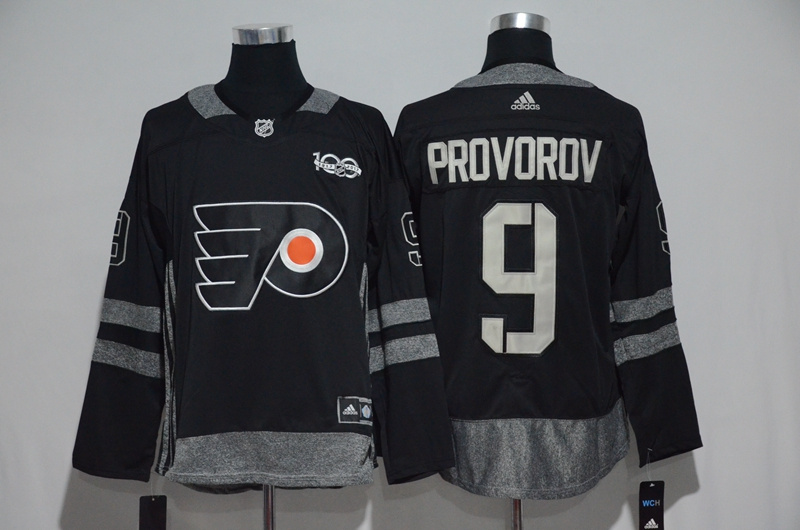 NHL Philadelphia Flyers #9 Provorov Black 1917-2017 100th Anniversary Stitched Jersey